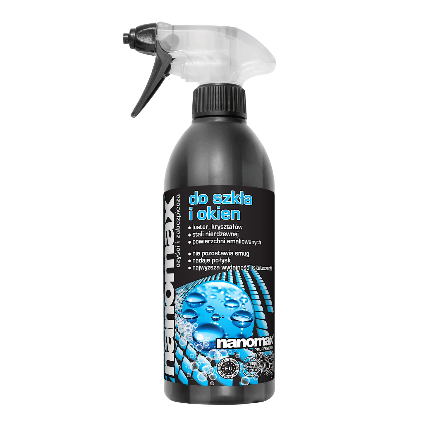 Płyn nanomax do czyszczenia szkła i okien w butelce 500ml z aplikatorem
