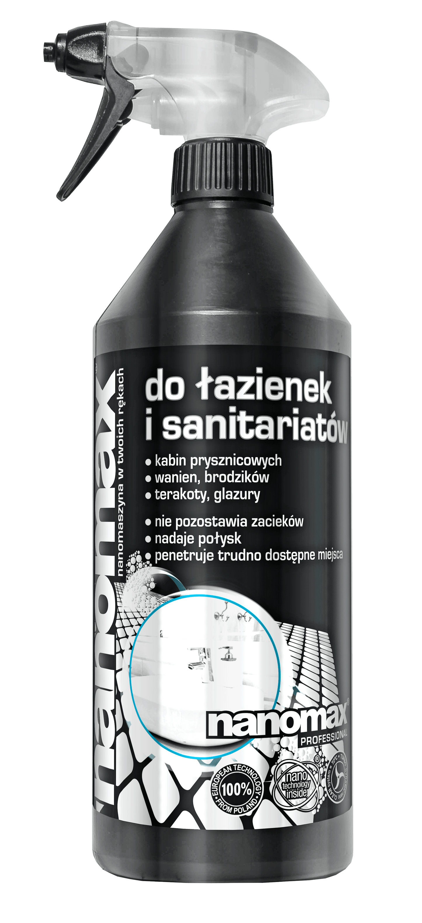 nanomax® – Profesjonalny płyn do łazienek i sanitariatów z nanosrebrem | Antybakteryjna czystość + połysk