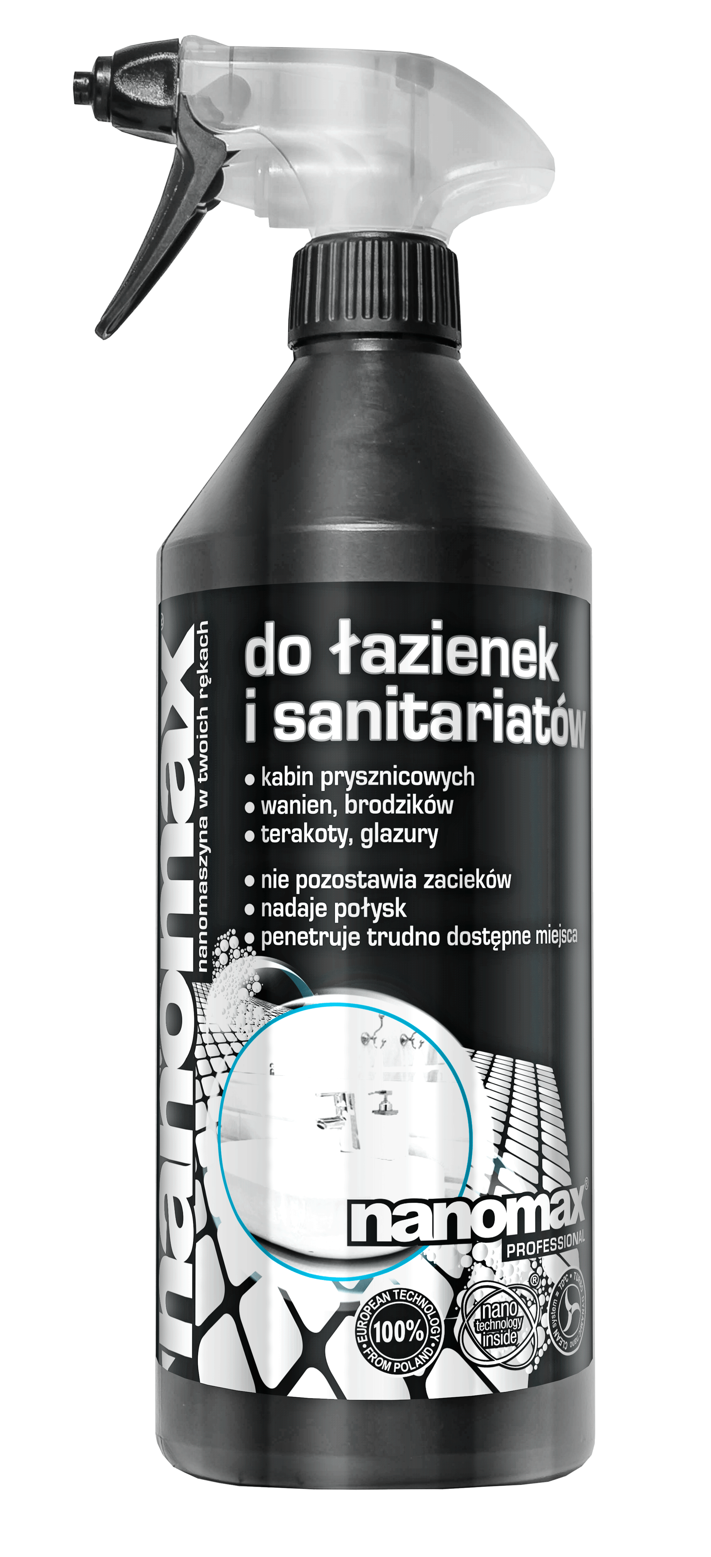 Płyn nanomax do łazienek 1L z rozpylaczem - skuteczne czyszczenie sanitariatów