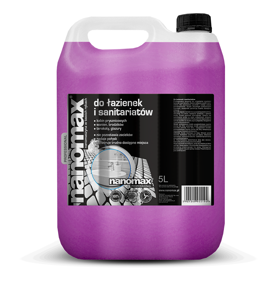 Profesjonalny płyn nanomax do łazienek 5L - środek czyszczący dla firm i hoteli