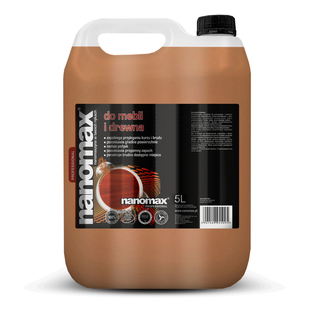 Profesjonalny płyn nanomax do drewna 5L - środek do pielęgnacji mebli