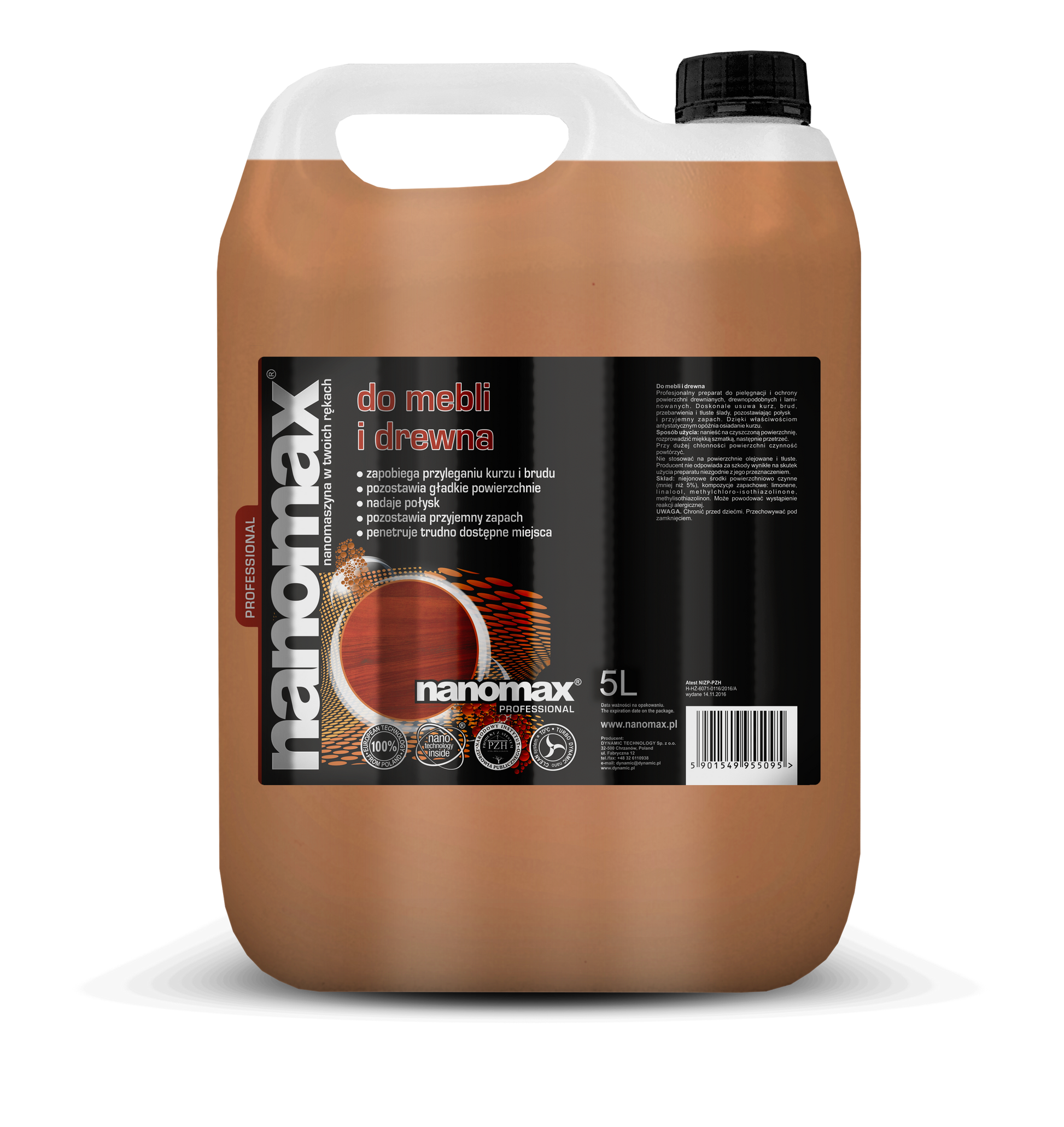 Profesjonalny płyn nanomax do mebli i drewna w dużym pojemniku 5L
