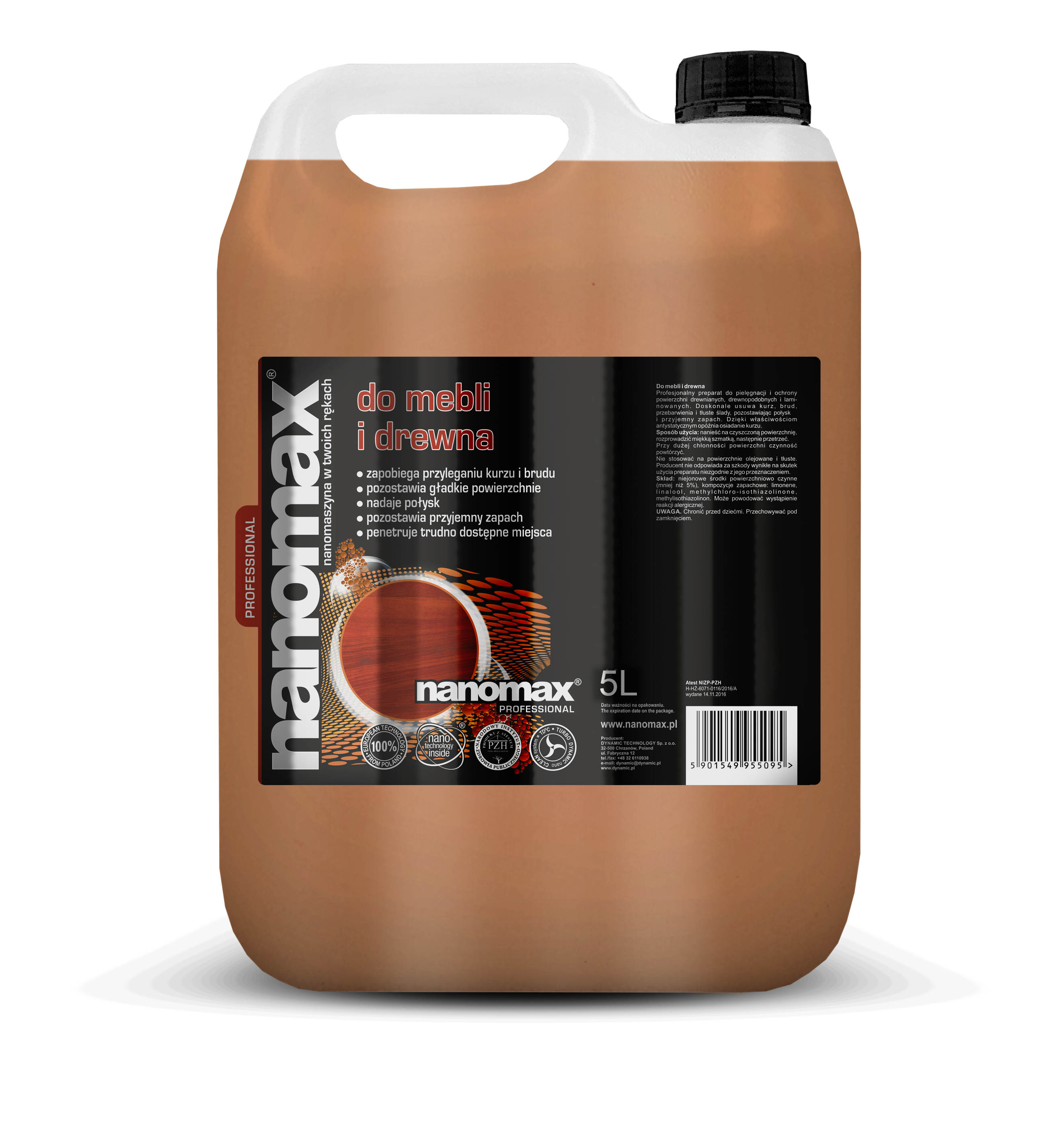 Profesjonalny płyn nanomax do drewna 5L - środek do pielęgnacji mebli