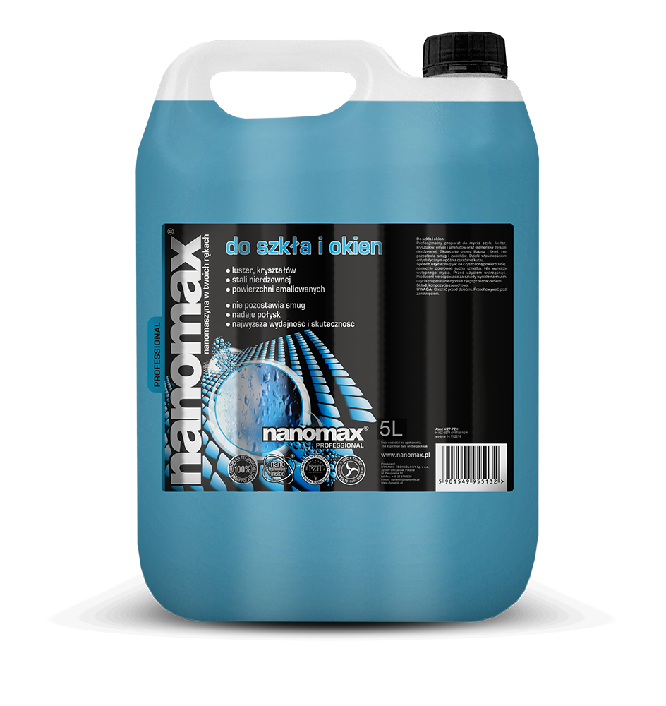 Profesjonalny płyn nanomax do szkła i okien w dużym pojemniku 5L
