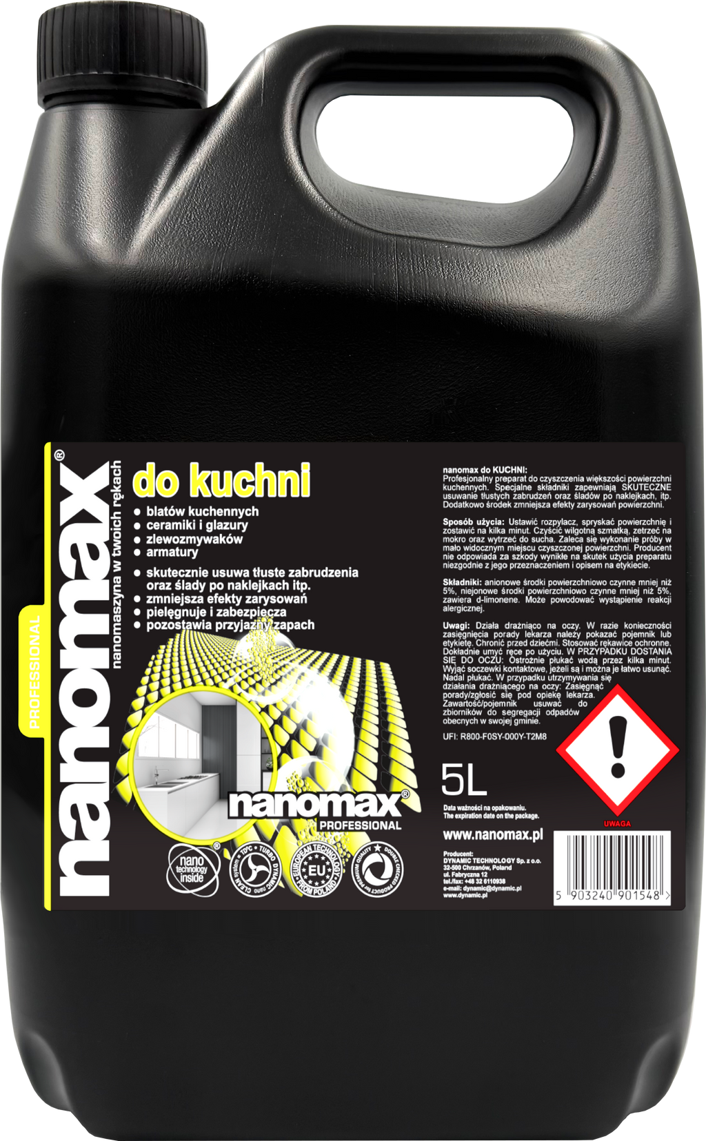 Profesjonalny płyn nanomax do kuchni 5L - odtłuszczacz dla gastronomii