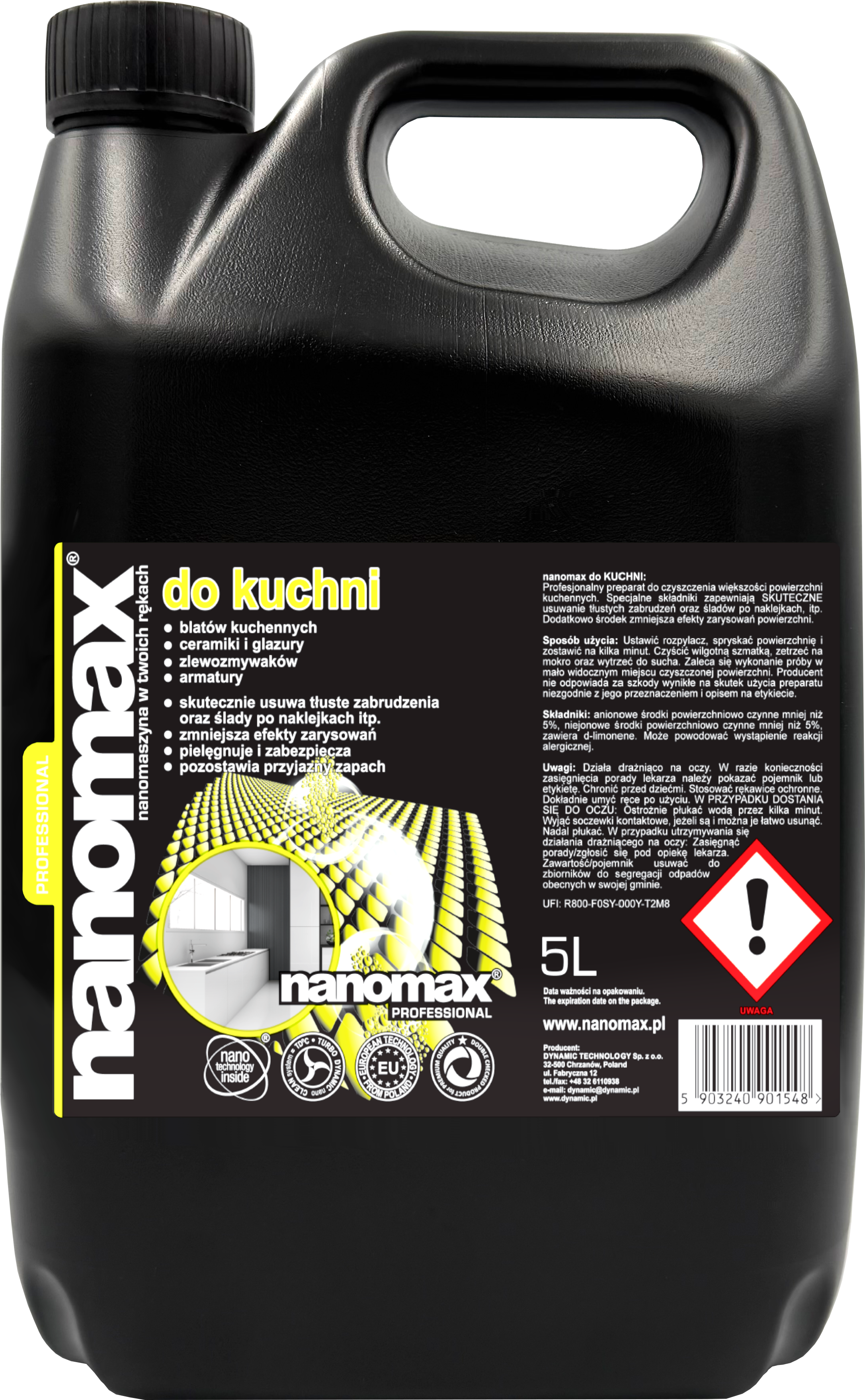 Profesjonalny płyn nanomax do kuchni 5L - odtłuszczacz dla gastronomii