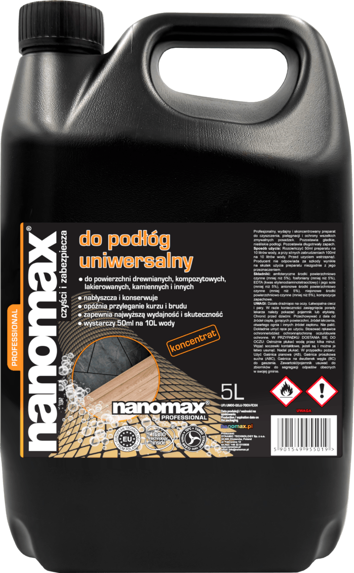Profesjonalny koncentrat nanomax do podłóg 5L - środek do mycia dla firm