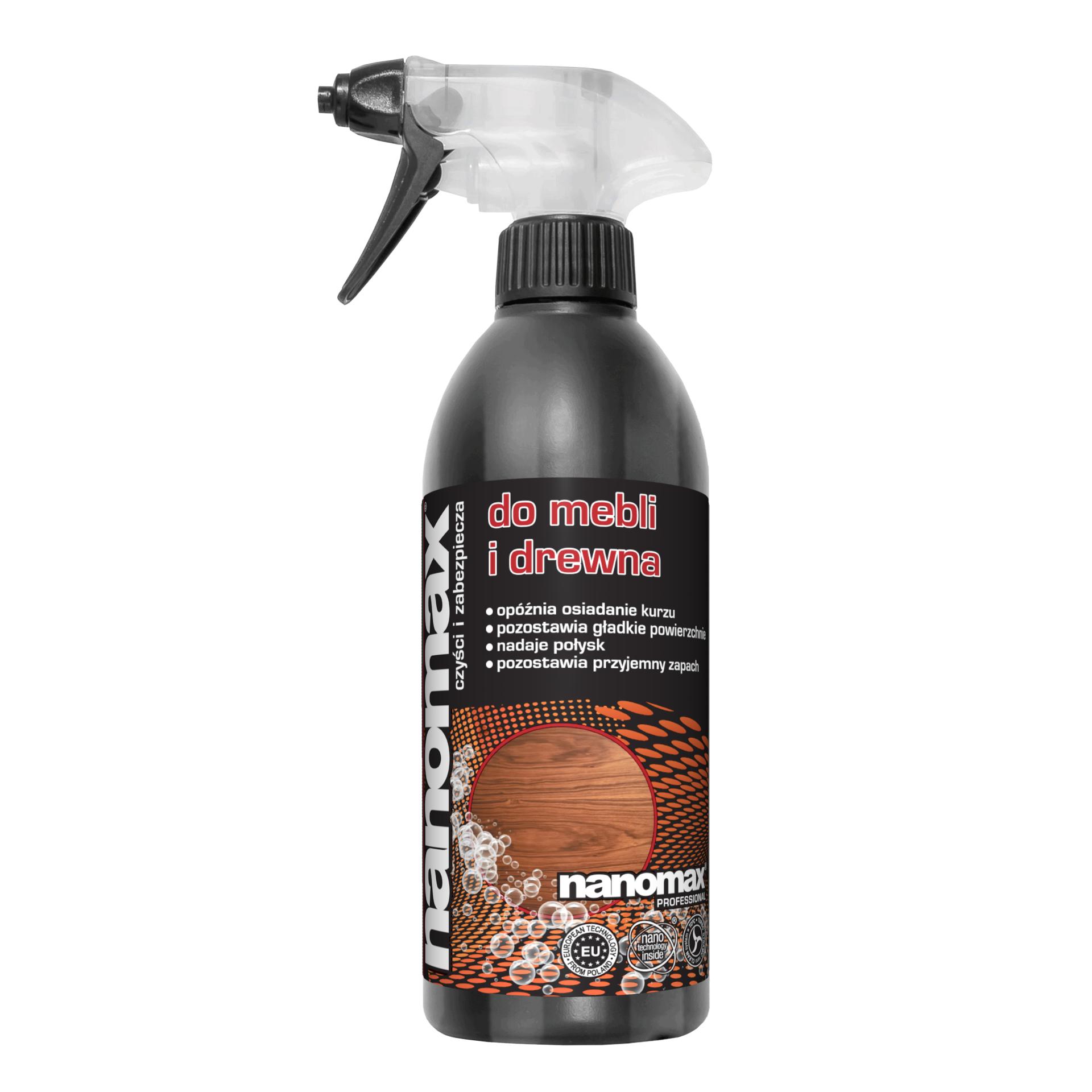 Płyn nanomax do czyszczenia i pielęgnacji mebli drewnianych w butelce 500ml z aplikatorem
