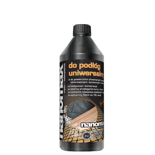 Uniwersalny koncentrat nanomax do mycia podłóg w białej butelce 1L - do każdego typu podłóg
