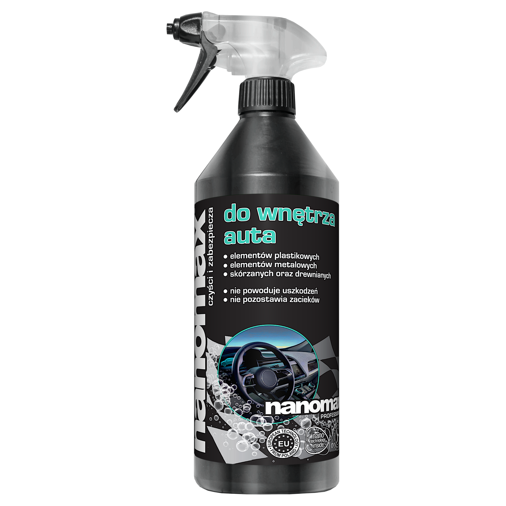 Płyn nanomax do wnętrz samochodowych 1L - czyszczenie kokpitu plastiku tapicerki