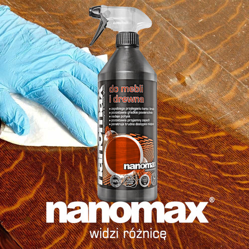 Efekt czyszczenia mebli nanomax - nabłyszczony blat drewniany bez odcisków