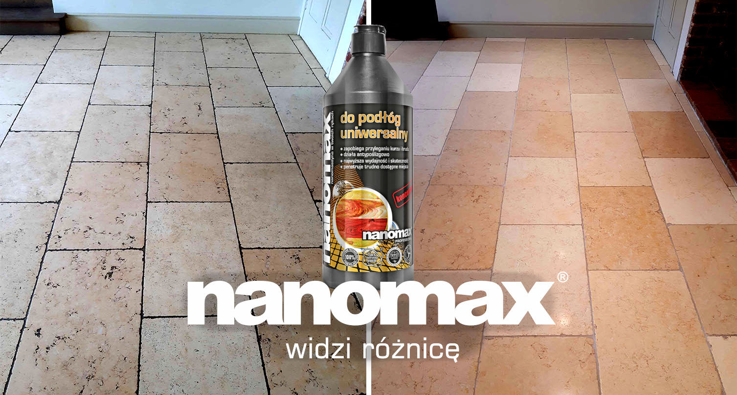 Efekt mycia podłogi koncentratem nanomax - błyszcząca powierzchnia bez smug